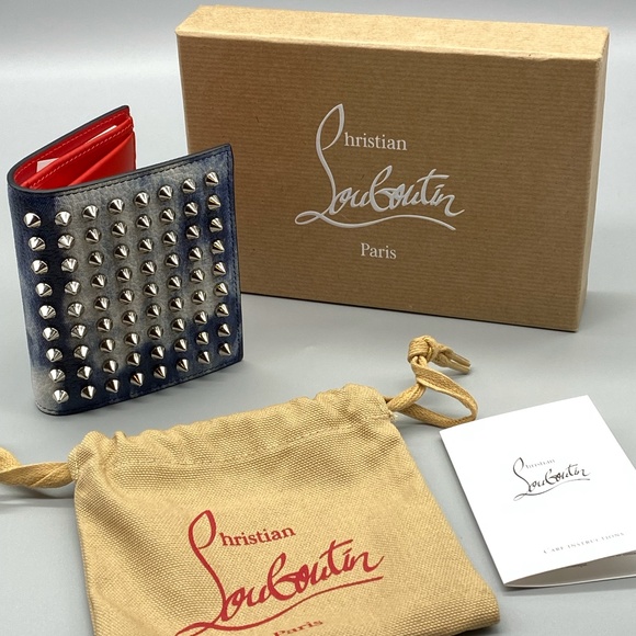 Christian Louboutin Other - Christian Louboutin Calfskin Spiked Paros Wallet Blue